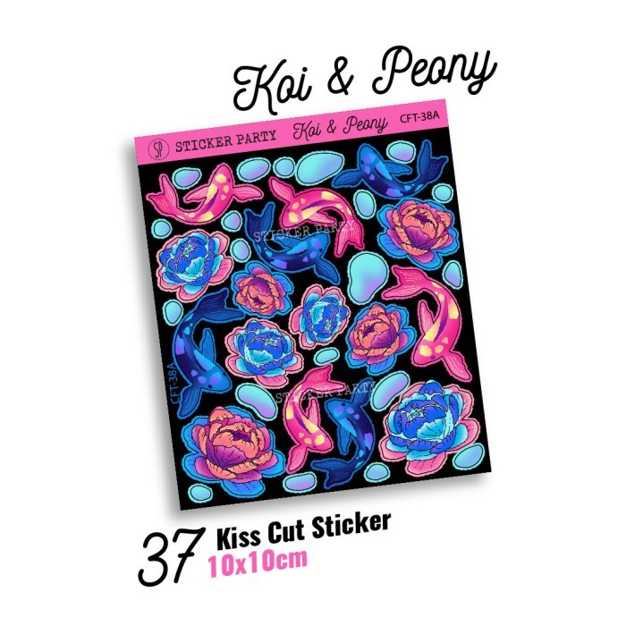 

~^~^~^] Sticker Party Stiker Koi Bunga Peony Blue Pink Polaroid Kpop CFT38A