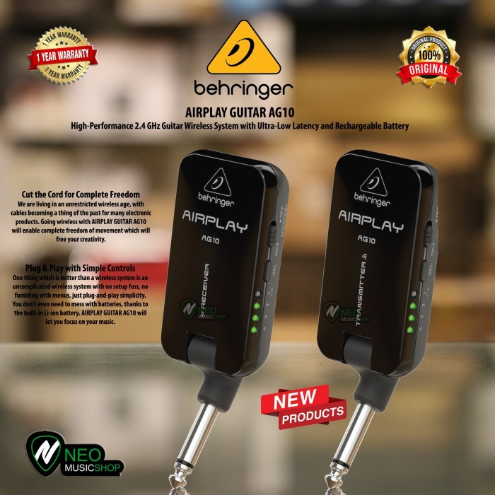 New Behringer AIRPLAY GUITAR AG10 2.4 GHz Guitar Wireless System