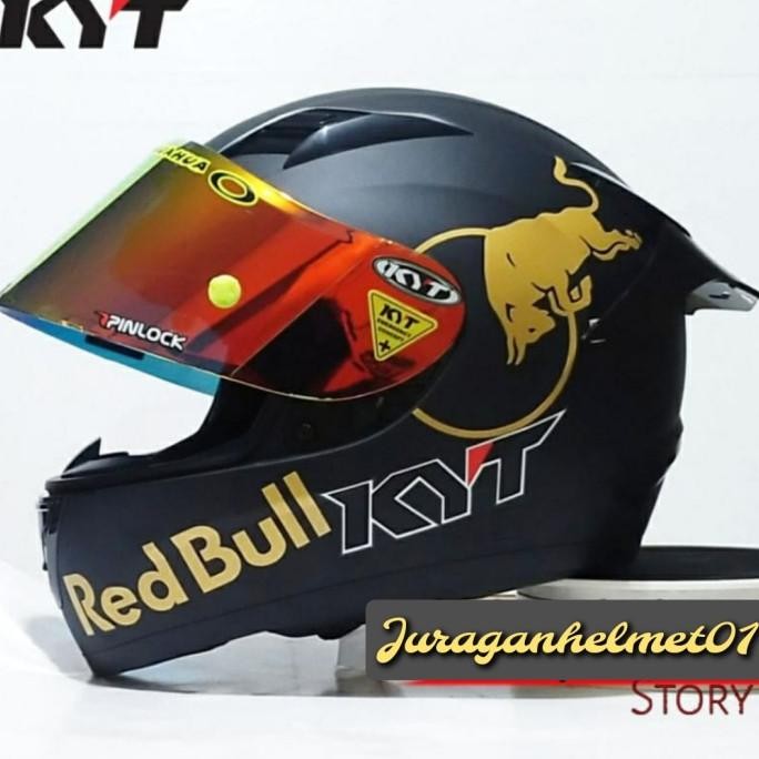 helm full face kyt r10 solid black doff|matt paket ganteng redbull