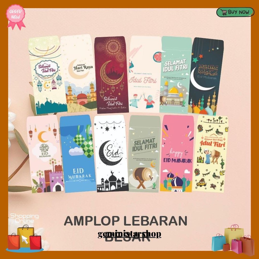

Amplop Lebaran/Eid Mubarak/Idul Fitri/Ramadhan Kareem/Amplop Angpao Lebaran Motif Random Murah Bisa Cod