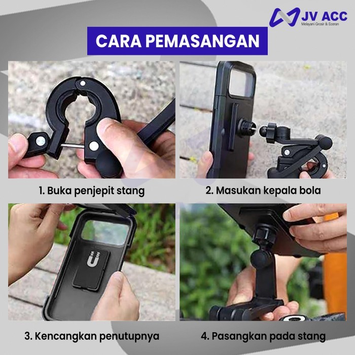 NVN-N3 ANTI AIR PHONE STAND PEGANGAN HOLDER HP DI MOTOR / SEPEDA