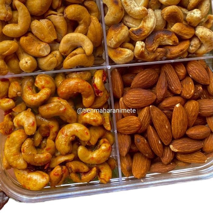 

terbaru !!! toples 4 rasa-rasa kacang mete almond empat mede balado panggang organik cemilan snack