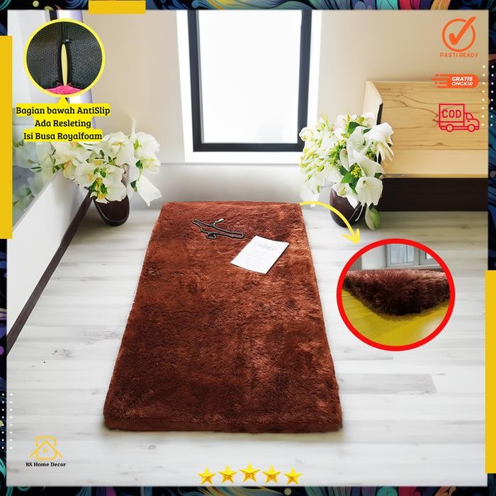 Kosanshoop (Anti Slip) Sajadah Muslim Tebal Bulu Rasfur Polos Tanpa Motif Ukuran 115 Cm X 65 Cm X
