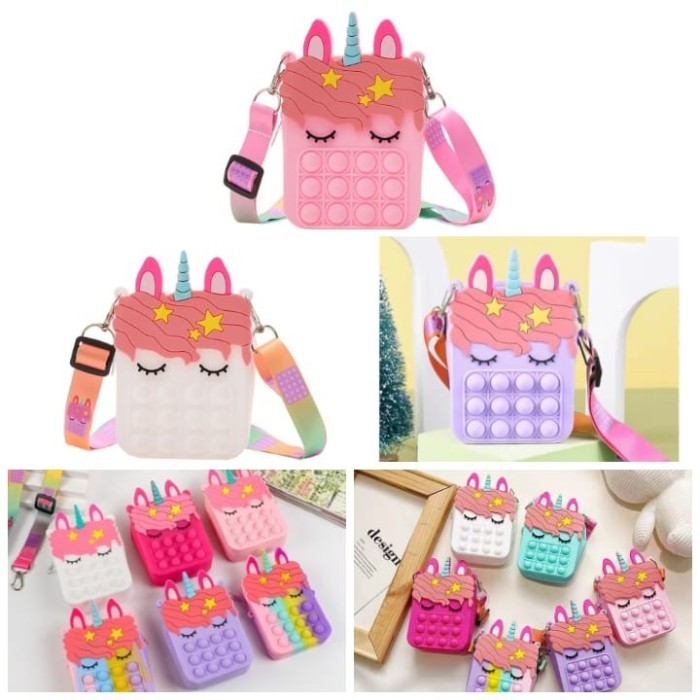 POP IT RAINBOW UNICORN - TAS SELEMPANG ANAK UNICORN
