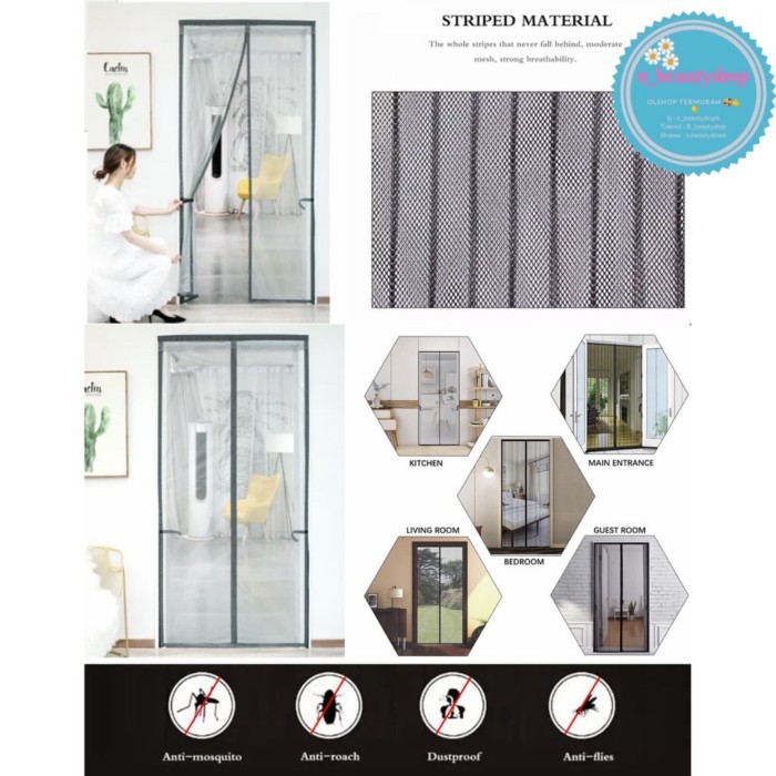 Tirai Pintu Magnet Anti Nyamuk Magnetic Polos Tirai Magnet
