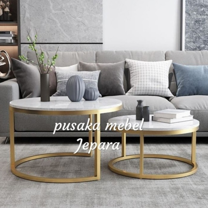 Meja Tamu Bulat Marmer Nasting, Meja Marmer Coffee Table Bulat Marmer