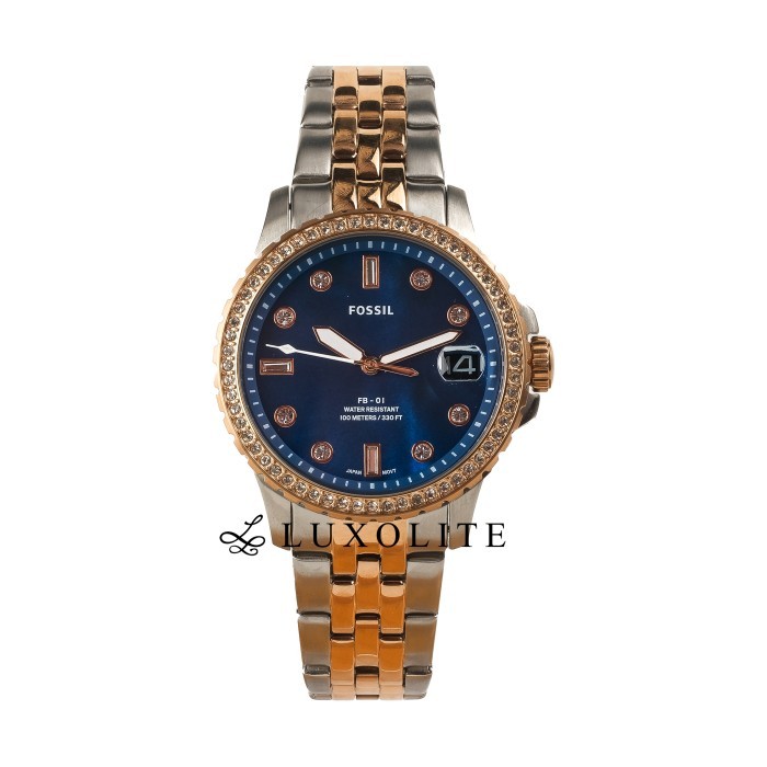Jam Tangan Wanita Fossil Fb-01 Three-Hand Date Two-Tone Strap Es4996