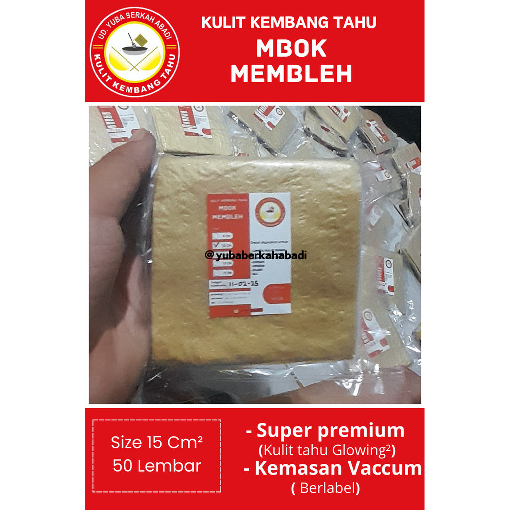

Kulit tahu tawar 15 x 15 cm @50 lbr/Pack Halal MUI
