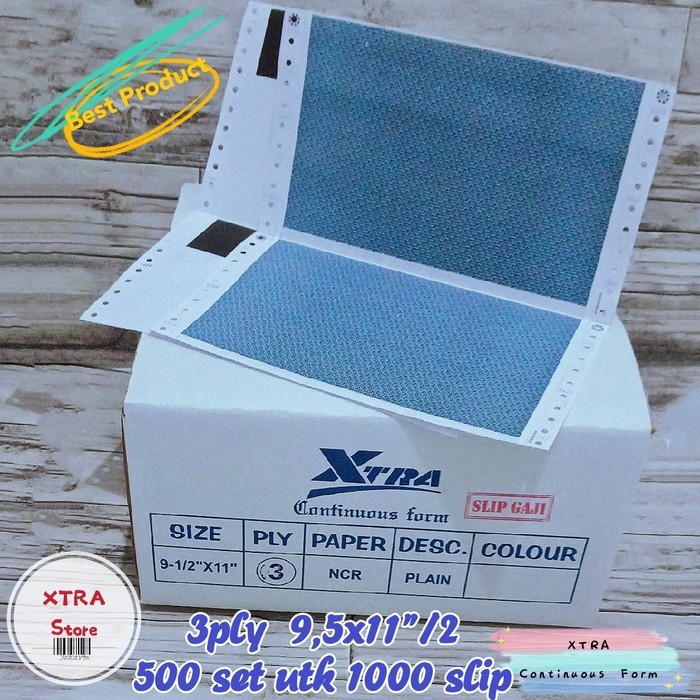 

kertas slip gaji carbonise biru 3ply 9.5x11"/2 isi 500set