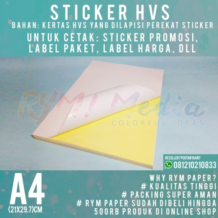 

PROMO! !!KHUSUS GOJEK/GRAB!! Kertas Sticker HVS A4 (1 Rim/500 lembar)