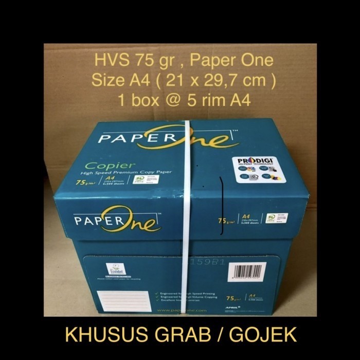 

Hvs A4 75 gr Paper One ( Box ) KHUSUS GRAB / GOJEK