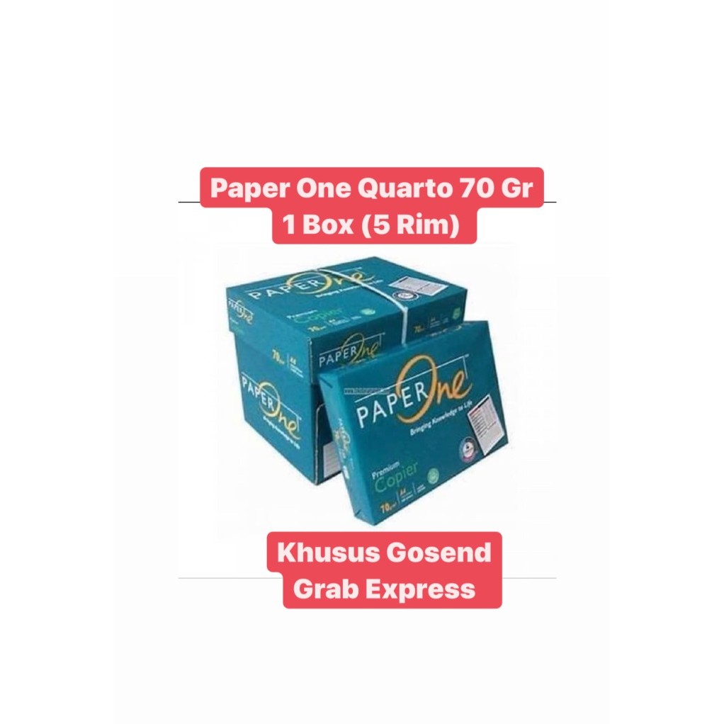 

TERLARIS! Paper One Quarto 70 Gr/ 1 Box (5rim)/ Kertas HVS/ Gosend Max : 2 Box