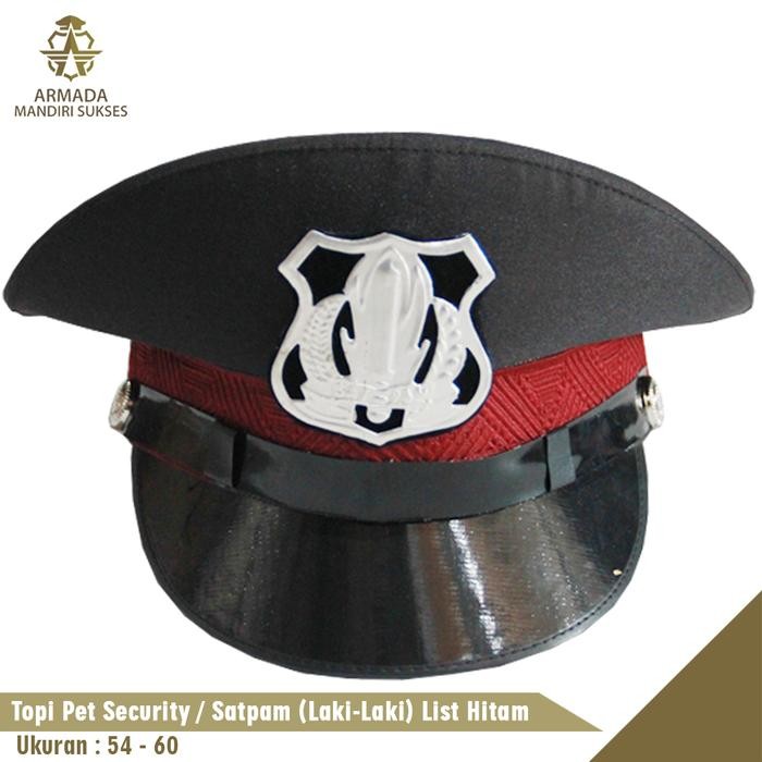 Topi Security Coklat List Hitam Aksesoris Seragam Satpam Putih Kuning Original Best Quality Termurah