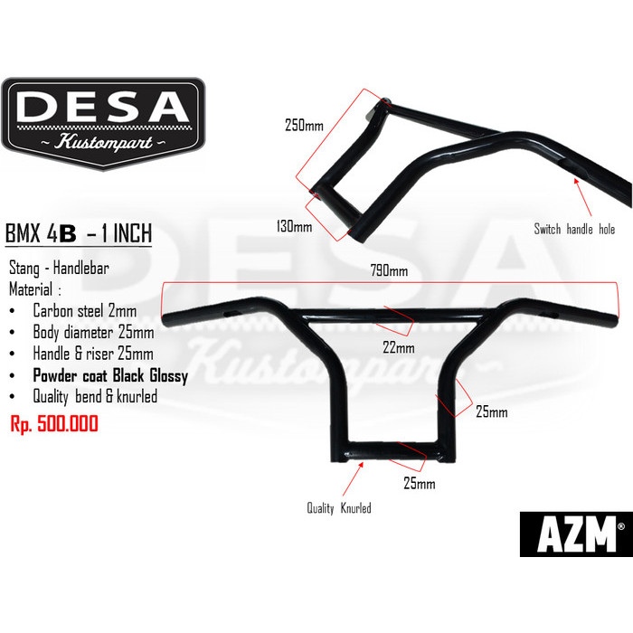 STANG CUSTOM STANG MOTOR STANG HARLEY STANG HD STANG 1 INCH BMX 4B ASLI