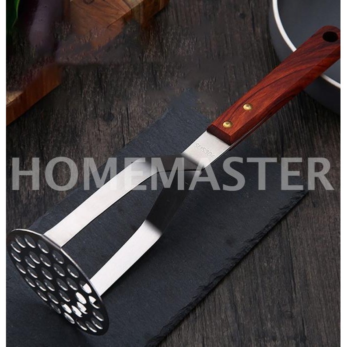 

Homemaster Potato/Banana/Yam/Cassava Kentang/Pisang/Ubi Masher/Press/Pelumat Stainless Sus304 Handle Kayu/Wooden Pmwh304 Original