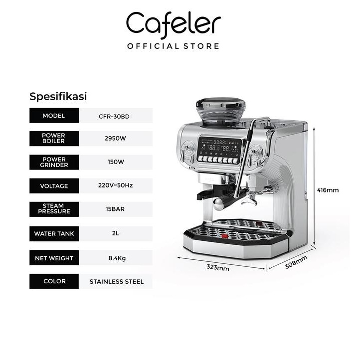 Ready Gas Cafeler Mesin Kopi Espresso 2 Boiler Coffee Maker Otomatis Kontrol