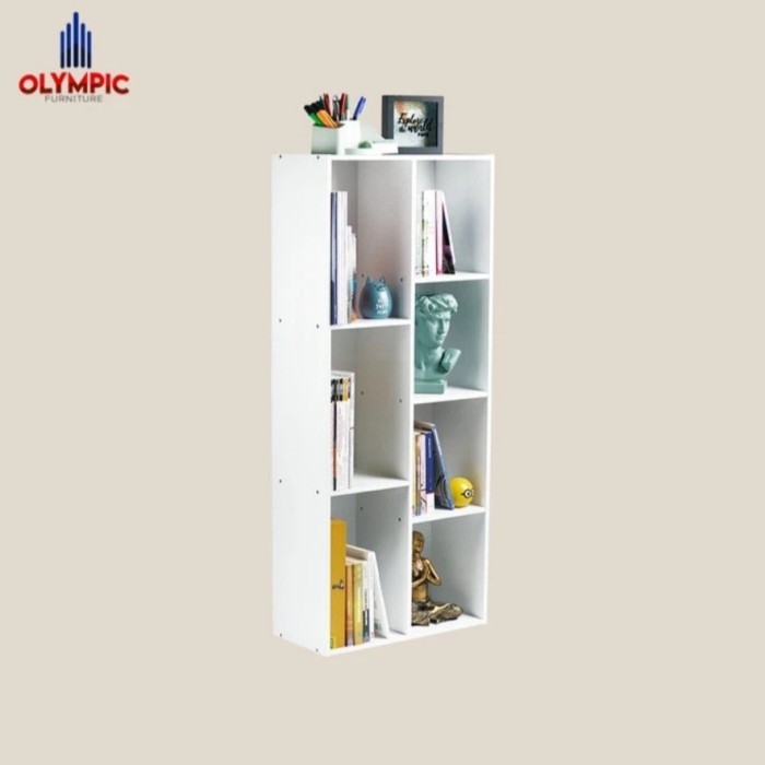 Rak Buku Putih Minimalis / Rak Pajangan / Rak Mainan / Rak Serbaguna