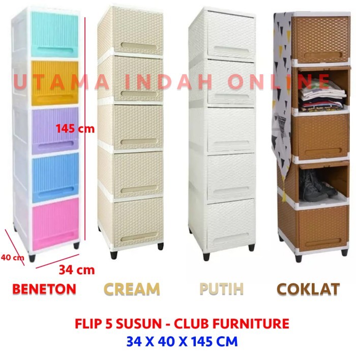 Laci Pakaian / Laci Plastik Flip Club 5 Susun