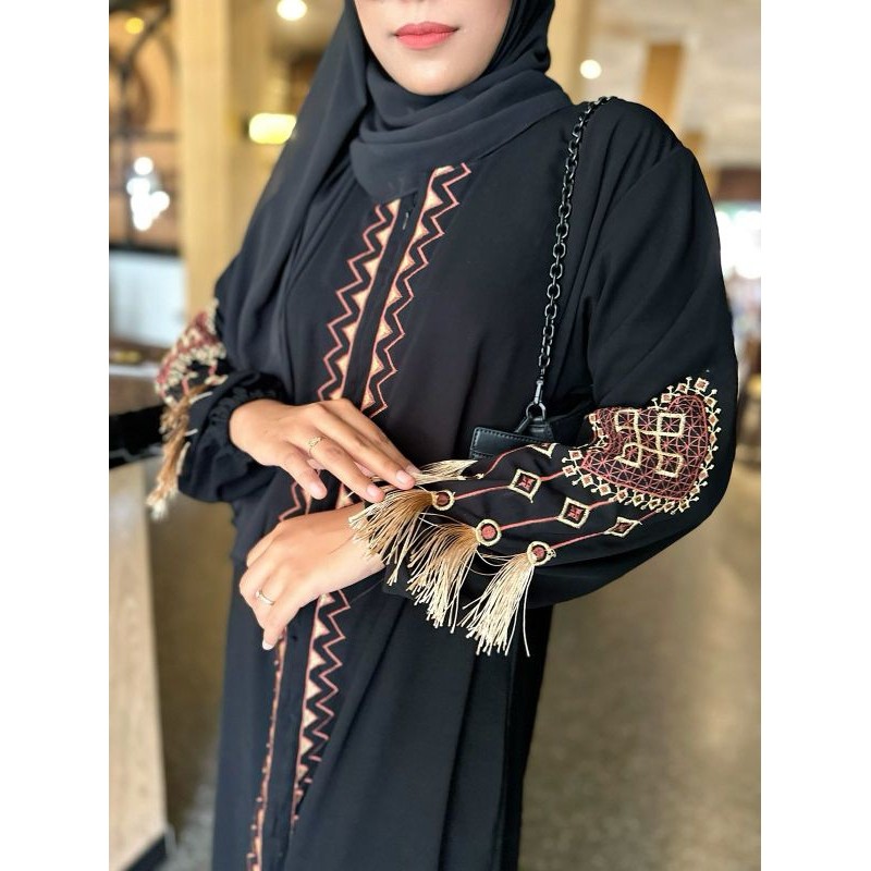 Murah Abaya Fatima Rumbai / Abaya Saudi / Gamis Hitam / Kaftan Saudi / Abaya Arab / Abaya Hitam /