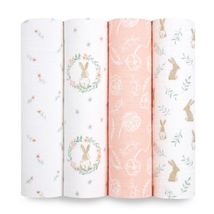 ADEN + ANAIS Cotton Muslin Swaddles Blushing Bunny/bedong selimut bayi