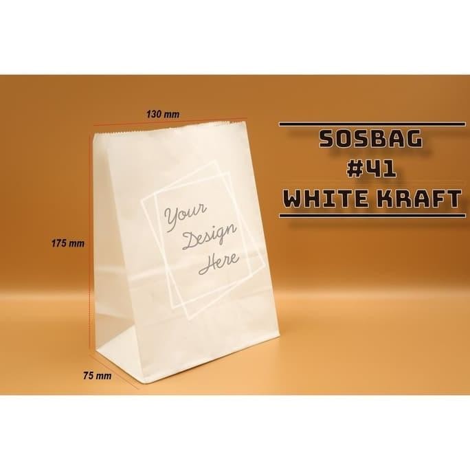 

Paper Bag Kode 41 White Kraft - Kantong Kertas Kentang Roti - 100 Pcs Original