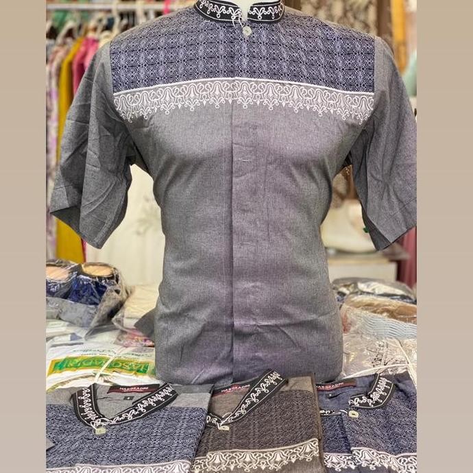 Promo Atasan Muslim Pria Dewasa Pendek Hasgradini Katun India Lengan Pendek Khusus Jumbo Baju Formal