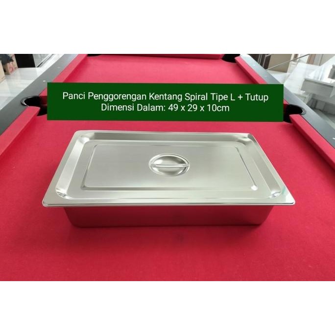 

Panci Penggorengan Kentang Spiral Tipe L (Dimensi Dalam: 49X29X10Cm) Original