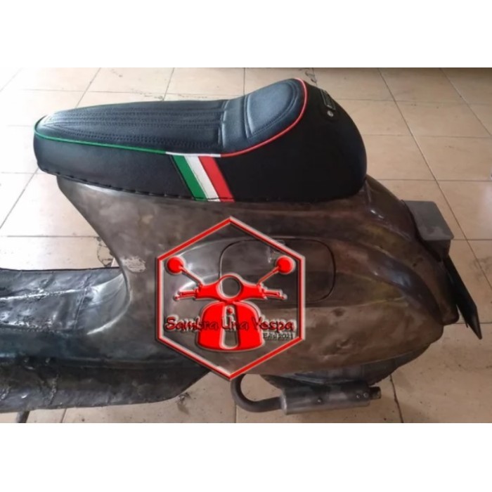 Jok Panjang Single Seat Caferacer Bendera Italy Vespa Pts Special Termurah Langka