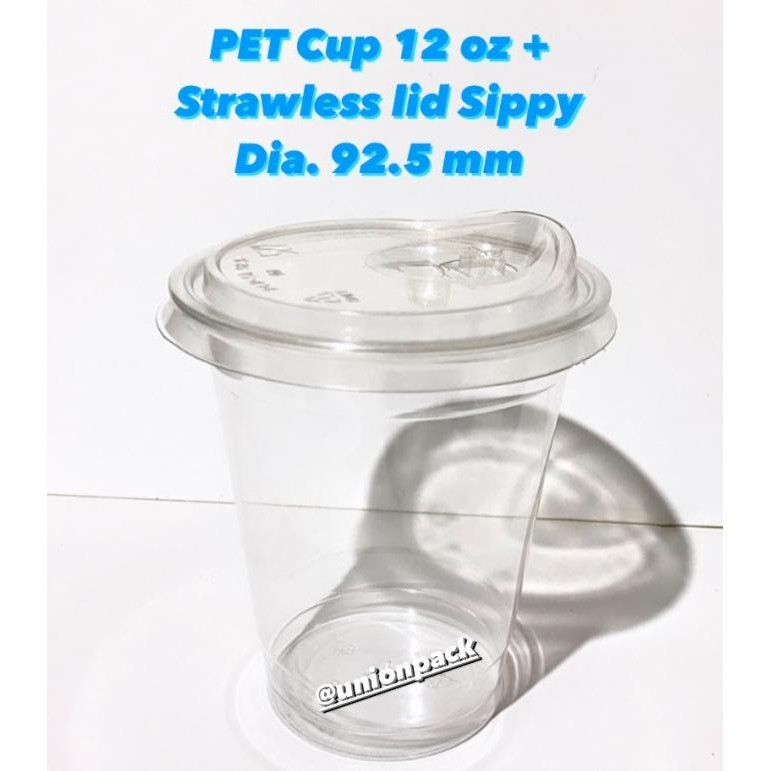 READY STOCK PET CUP 12 OZ STRAWLESS 