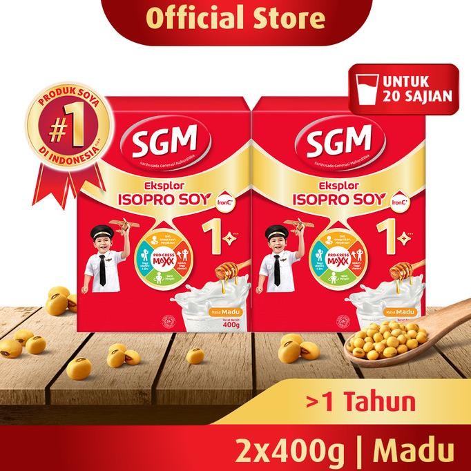 Grosir Paket 2 - Sgm Eksplor Isopro Soy 1+ Madu Susu Pertumbuhan 400Gr