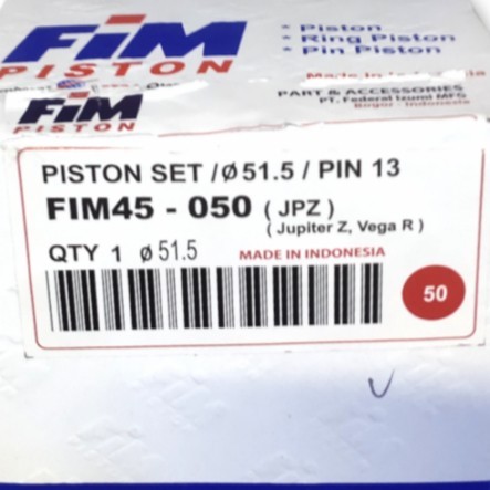 Piston Seher Kit Jupiter Z Vega R New Oversize 50 Fim Termurah Langka