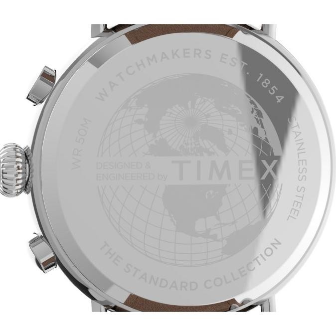 Murah Jam Tangan Pria Timex Standard Chrono Leather Strap