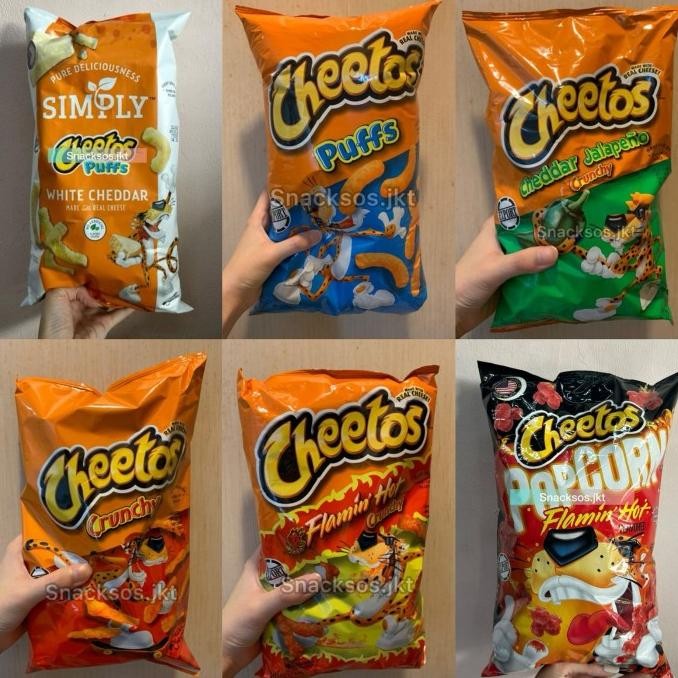 

NEW PRODUK CHEETOS FRITO LAYS CRUNCHY CHEESE / FLAMIN HOT / CHEDDAR JALAPENO USA !!!!!