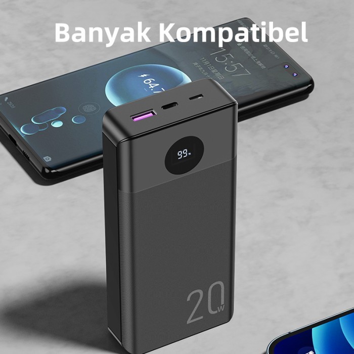 Kivee Power Bank 20000 Mah Fast Charging Dual Input Micro Usb&Type-C