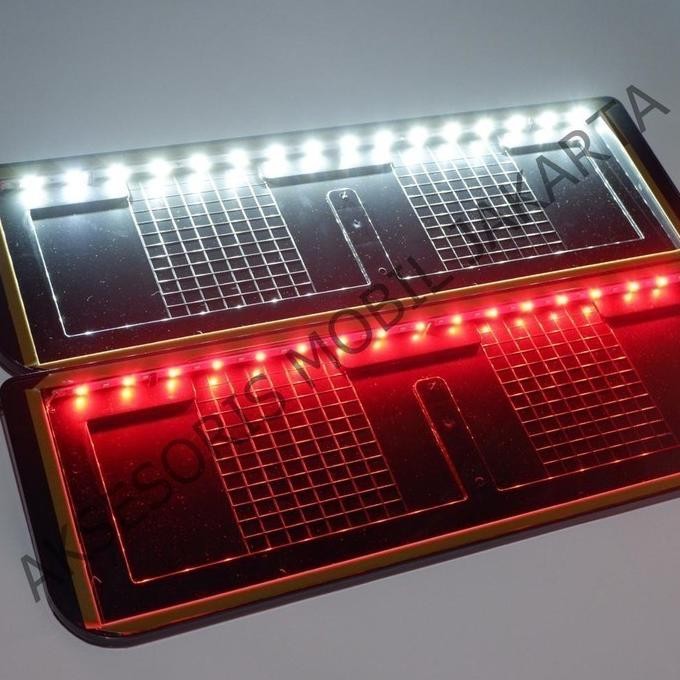 ready cover tempat plat nomor mobil calya akrilik lampu putih rem merah