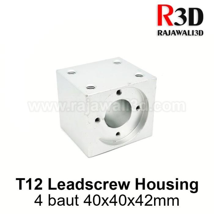 T12 trapezoidal Leadscrew Nut Housing 40X40X42 White Aluminium