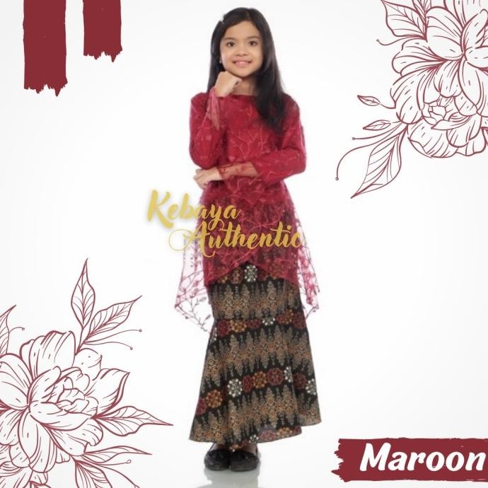 || PROMO BUSANA WANITA ~`~ Kebaya Anak Perempuan Modern 14 Tahun Set Brokat Mutiara SD SMP ||~~~