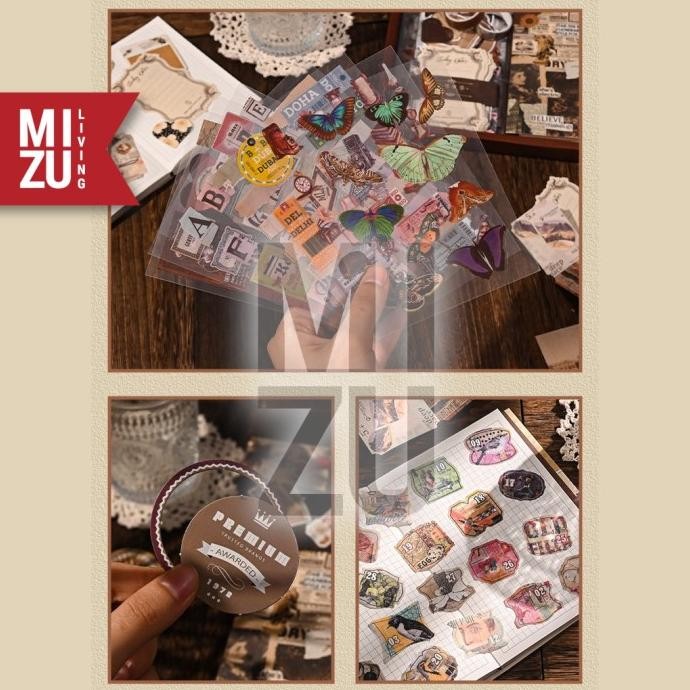

MIZU DEKO-NIKKI Set Vintage Travel Scrapbook Bujodeko Buku Journal Kit Diary Notebook Sticker Washi Tape Craft Paper L67J