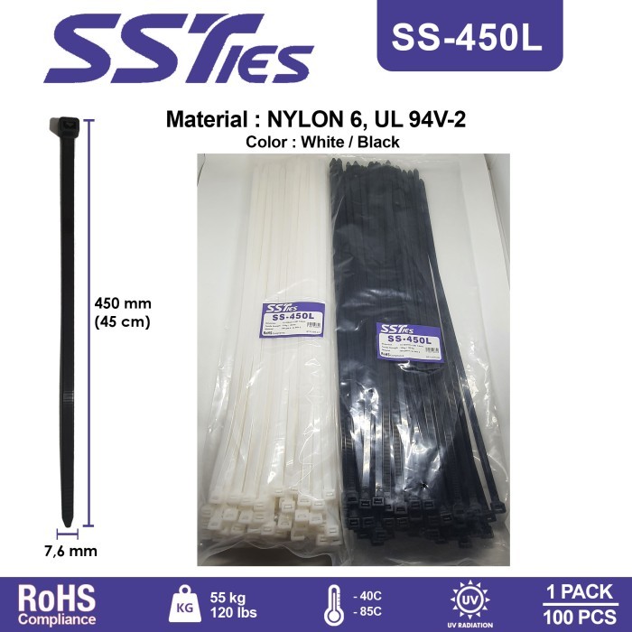 

HOT SALE! Kabel Ties Cable Tis Insulock 450x7,6mm 45cm SS450L Nylon6 SSTies