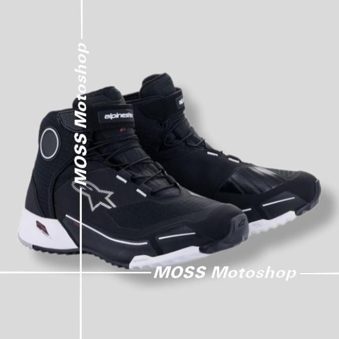 Promo SEPATU RIDING ALPINESTAR CR-X DRYSTAR SHOES BLACK WHITE |WATERPROOF COD