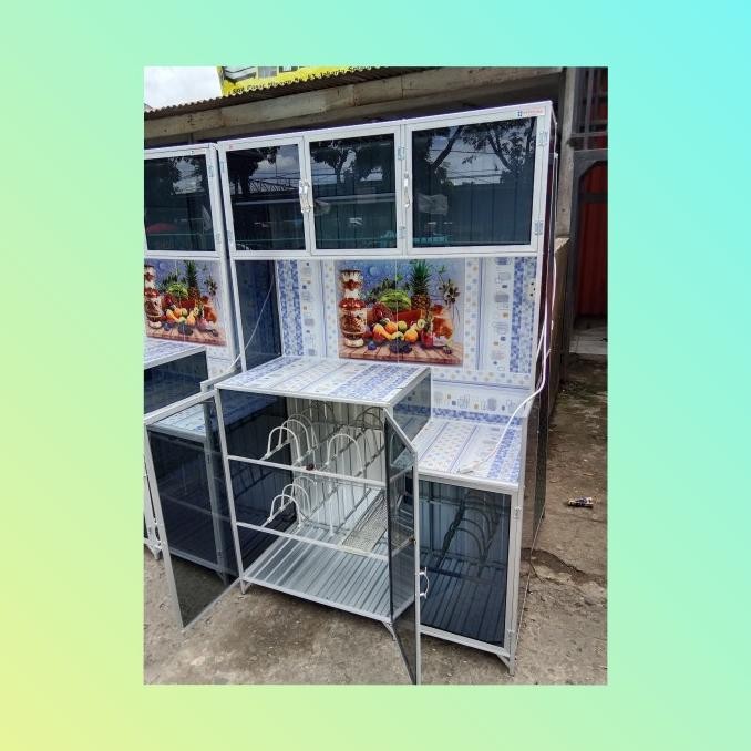 Rak Piring 3 Pintu Aluminium Kaca Riben Tokomami23