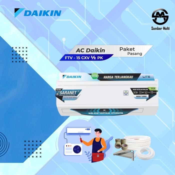 AC DAIKIN 1/2 PK STANDART MALAYSIA + PEMASANGAN