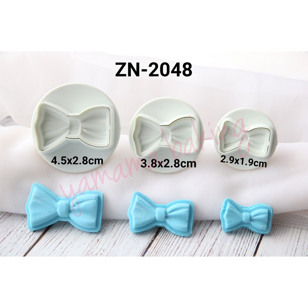 ZN-2048 Plunger embosser cutter bento fondant bowtie pita dasi kupu (Plunger Cutter)