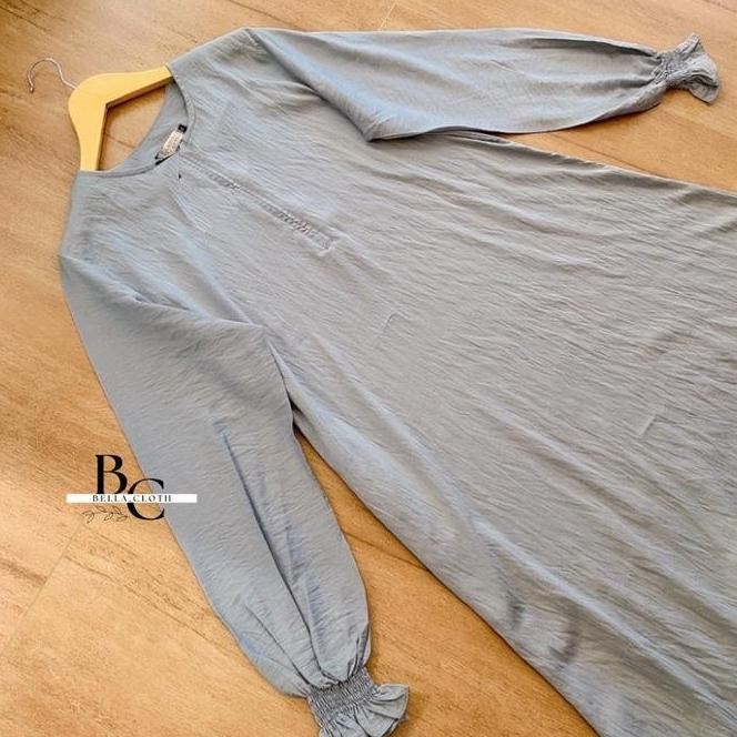 Nayla Dress-Gamis Putih Polos Katun Linen Polos Premium Ld 110 Cm-120 Cm - Gamis Wanita Remaja Jumbo