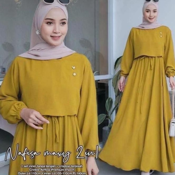 Nafisa Maxy Set 2In1 Inner+Outer Gamis Wanita Chizanofficial