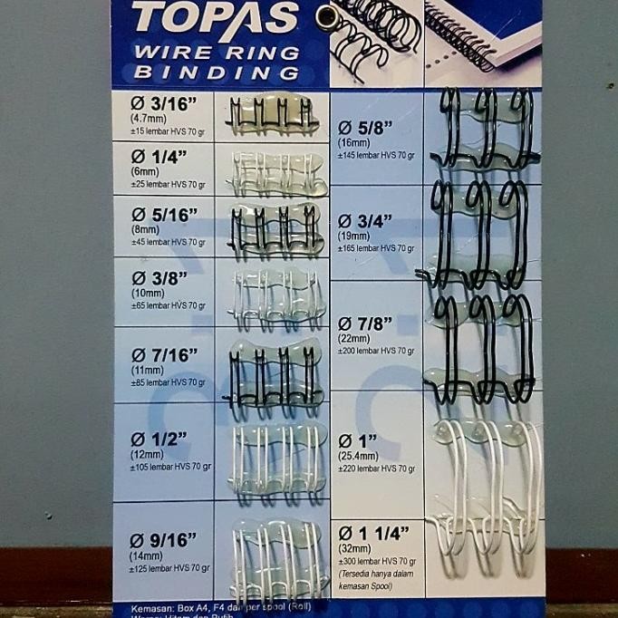 

Promo Spiral 1 1/4 Roll Ring Kawat Jilid Spool 2:1 TOPAS O-Binding Wire COD
