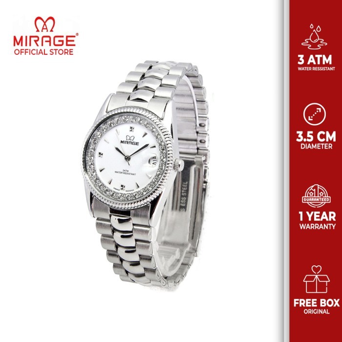 Jam Tangan Wanita Mirage Permata Original Silver