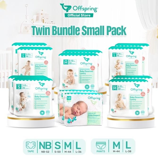 || PROMO POPOK BAYI / PAMPERS ~`~ Offspring Popok Bayi Diaper SAP Small Twin Pack Perekat / Celana s