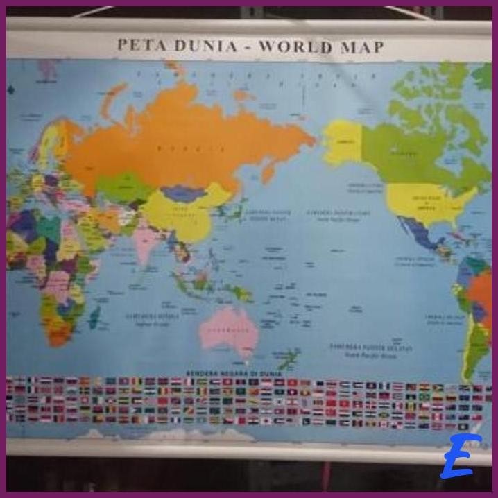 

| BCG | PETA DUNIA - WORLDMAP 2 BAHASA BINGKAI PVC.