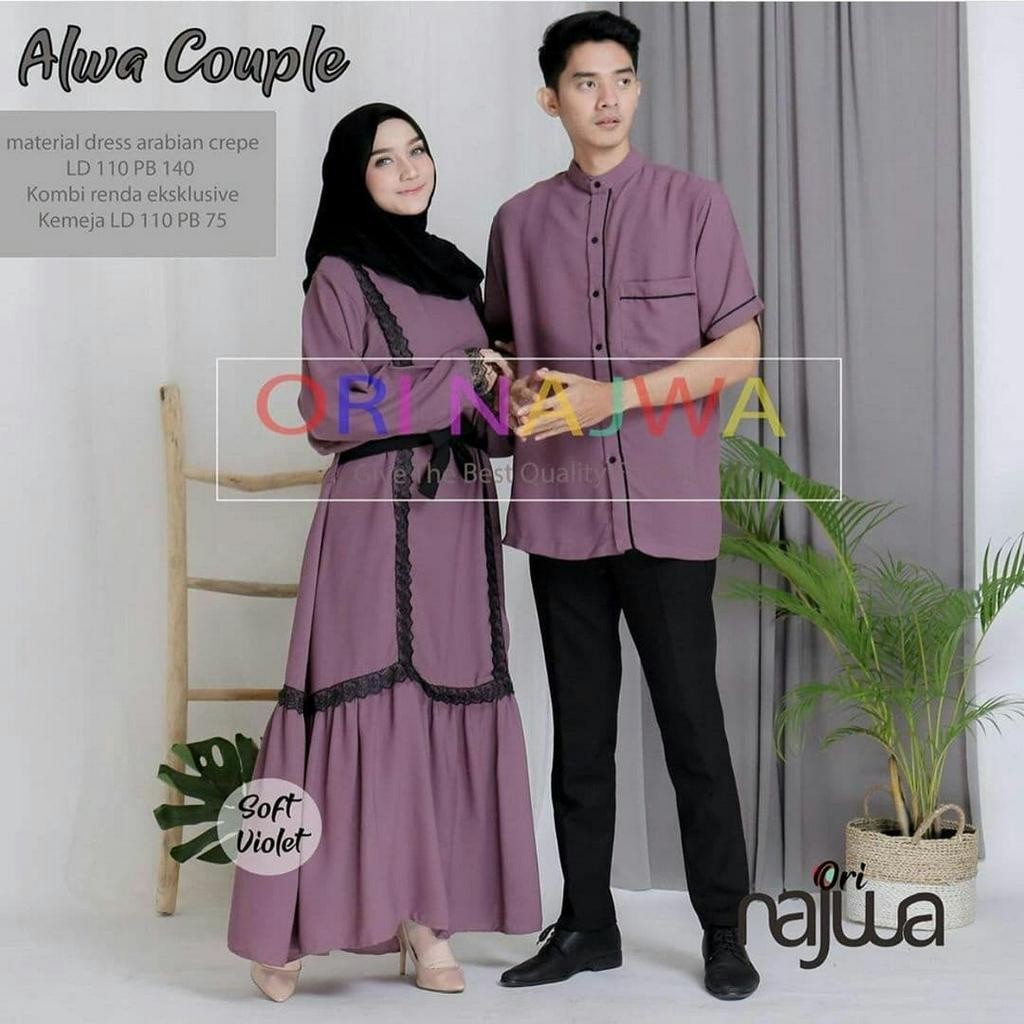 Gamis Couple Sarimbit Pria Wanita Dewasa Family Lamaran Ayah Ibu Anak Gaun Kemeja Ghams Hem Cauple M